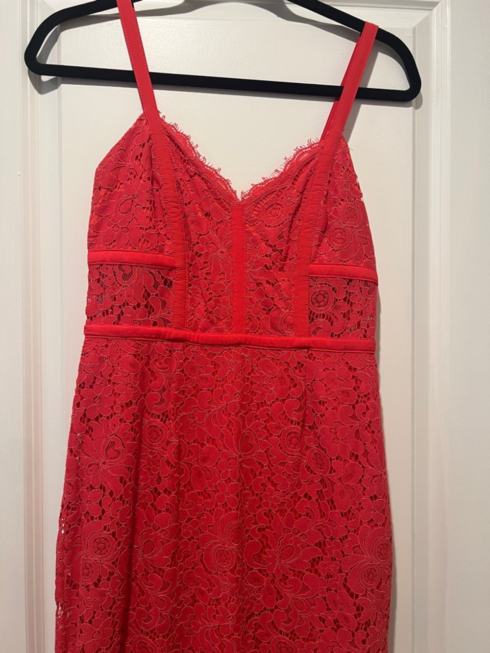 Express Red Lace Spaghetti Strap Dress - Picture 2 of 4